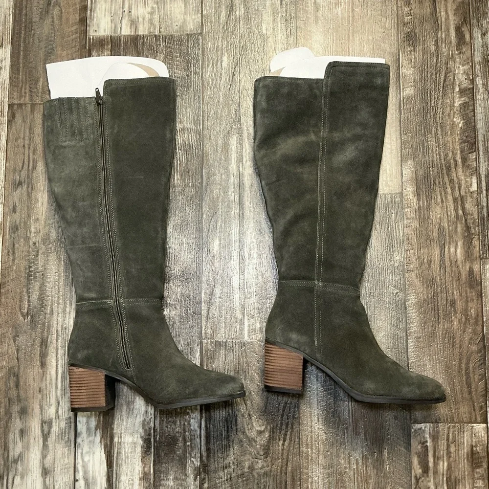 Lucky Brand Dark Green Suede Knee High Boots Size 9